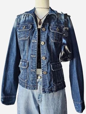 Y2k DKNY Cargo Military Utility Denim Jacket